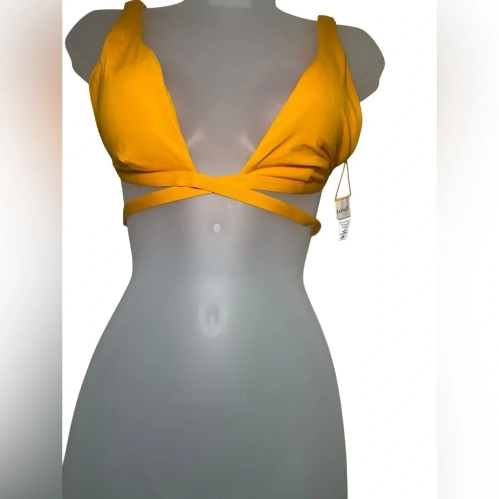 L*Space Avery Bikini Top Mango Orange Wrap Style Size Medium NWOT